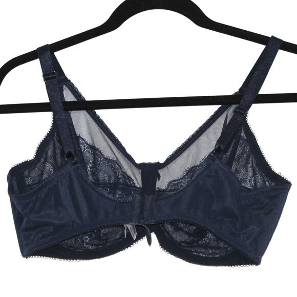 Wacoal Navy Blue Lace Glitter Unlined Bra 40D - Picture 2 of 4